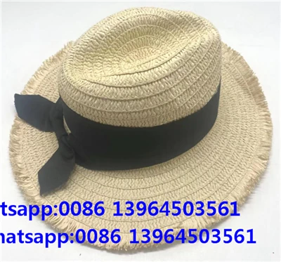 Black Bowknot Tassel Fedora Sun Straw Hat