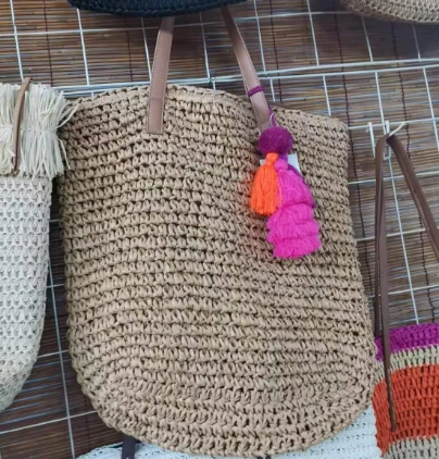 Handwoven Women Bag With Colorful Balls