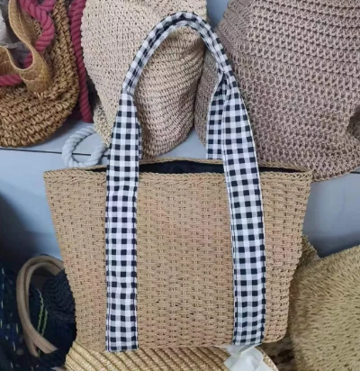 Long Cotton Tape Paper Woven Bag For Girls