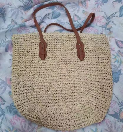 Handmade Crochet Women Straw Bag