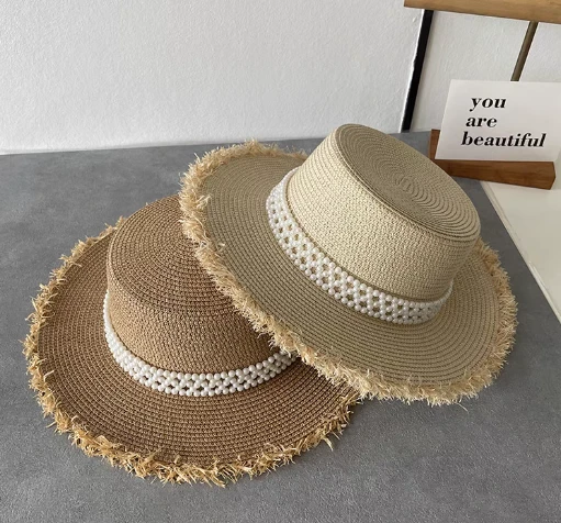 Pearl Hand Woven Women Sun Hat