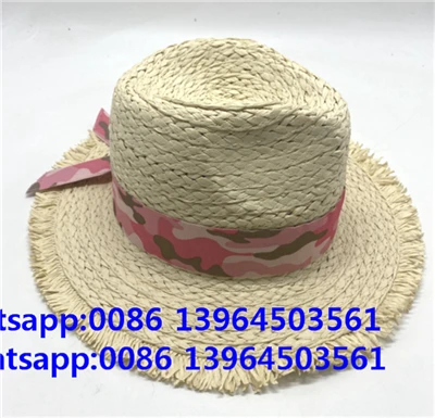 Wide Paper Braid Handmade Straw Women Beach Hat Fibre Ribbon