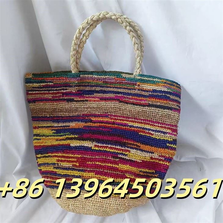 Handmade Multi-color Raffia Bucket