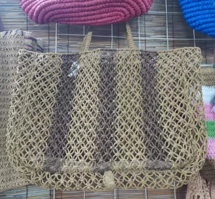Brown Handwoven Big Hollow Women Tote Bag