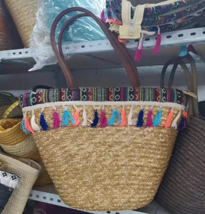 Colorful Tassels Wheat Women Straw Bag