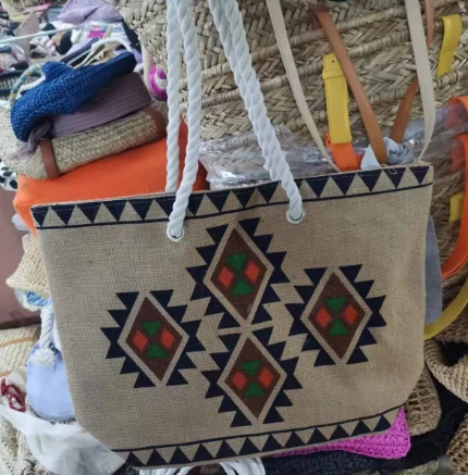 Linen Tote Bag With Printing Pattern