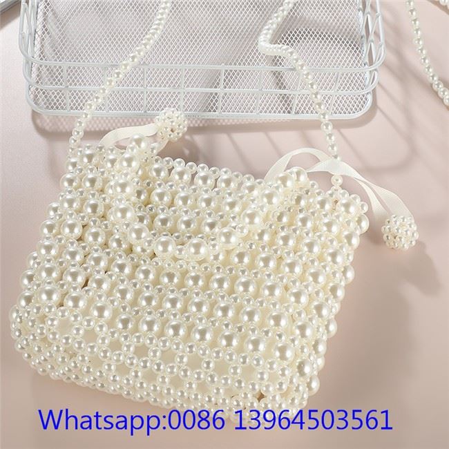Handmade White Pearl Beaded Bag