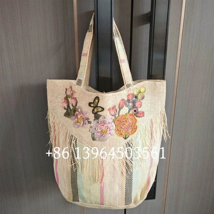 Colorful Handmade Nature Straw Shopping Bags