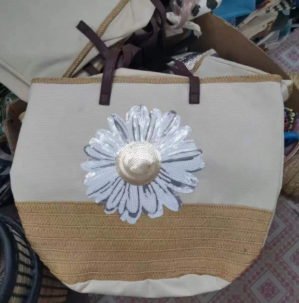 Big Beach Bag With Sequin Embroidey