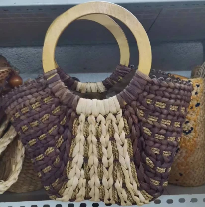 Dark Color Hand Woven Straw Women Bag