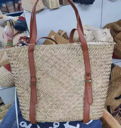 Long PU Handles Straw Chic Bag