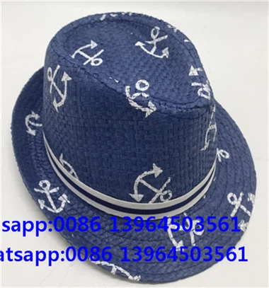 Anchor Printed Paper Straw Fedora Hat