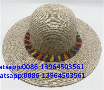 Women Hat With Colorful Tassels Decor