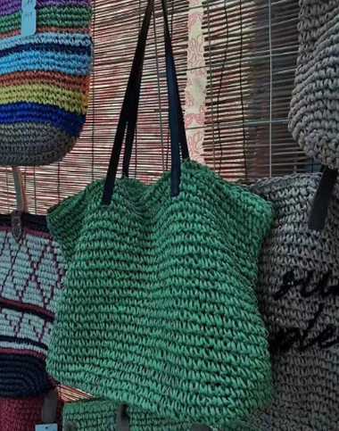Green Paper Handwoven Summer Straw Bag