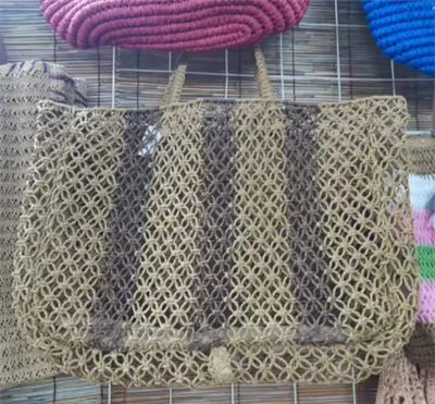 Brown Handwoven Big Hollow Women Tote Bag
