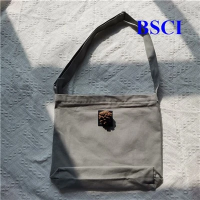 Canvas Shoulder Bag with Zipper