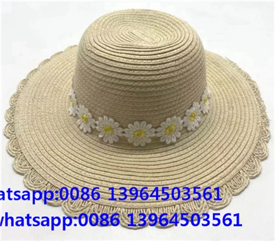 Daisy Ribbon Wide Brim Woven Paper Straw Women Hat