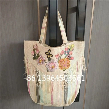 Colorful Handmade Nature Straw Shopping Bags