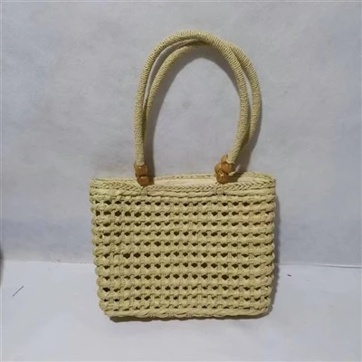 Handmade Hollow Straw Beige Women Bag