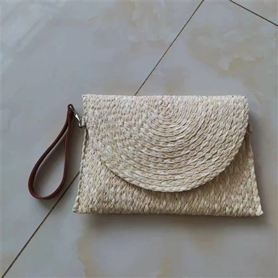 Women Straw Braids Clutch Bag
